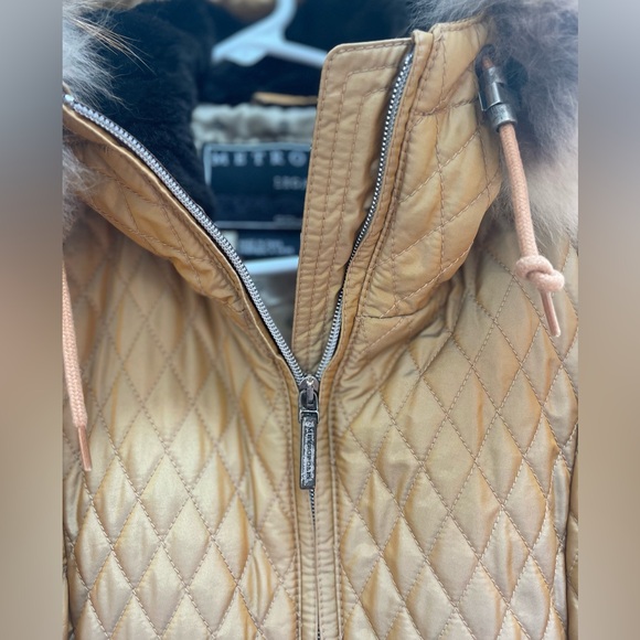 Metropolis Couloir Quilted Gold Parka w Real Fur Hood- Sz 8 - Picture 3 of 8